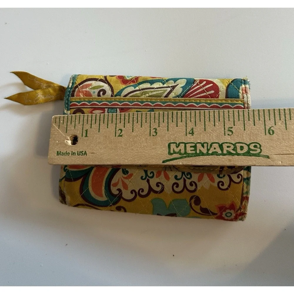 Vera Bradley Provencal Euro Wallet Yellow Multi Paisley Floral Folding Snap - Picture 9 of 9